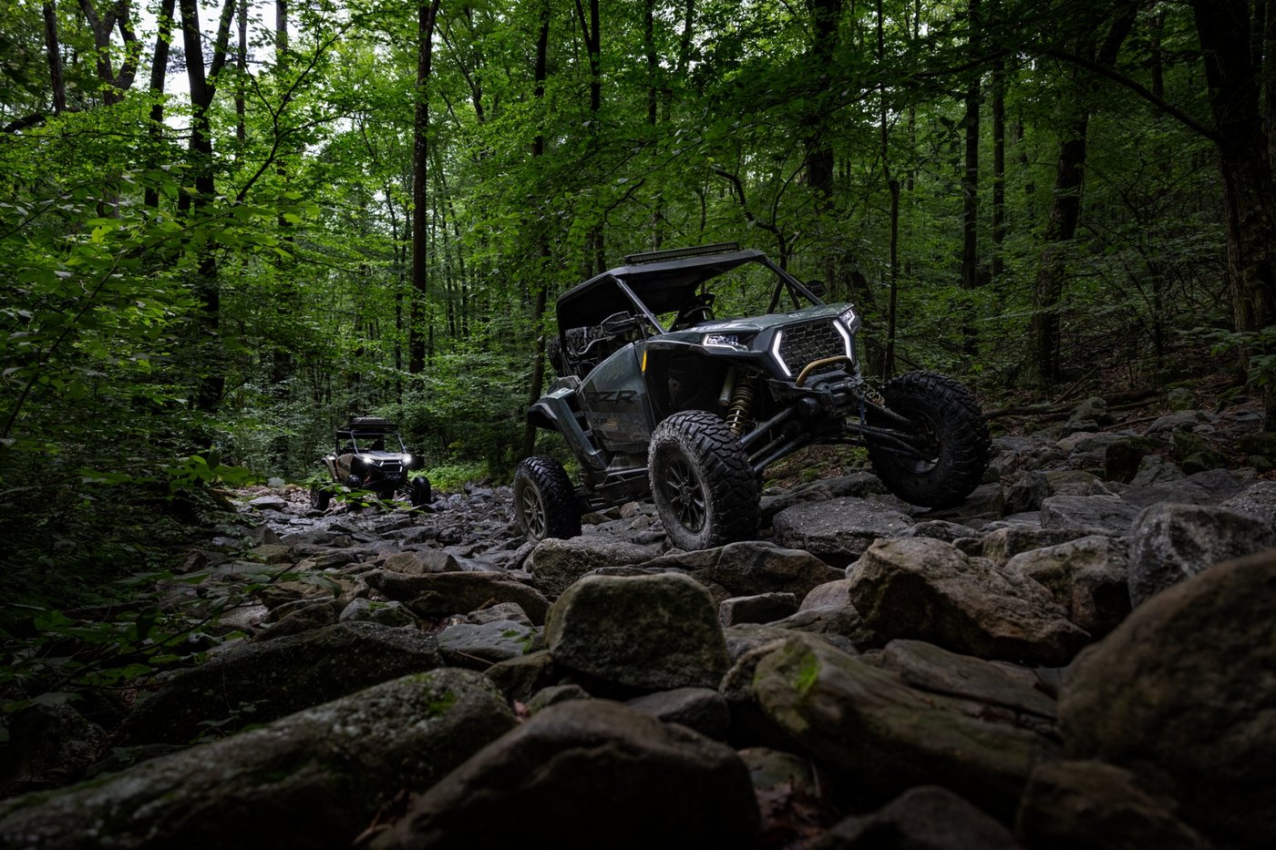 Polaris side-by-side on the trails