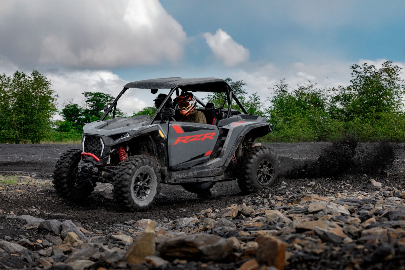 Polaris RZR on rocky Hatfield-McCoy terrain