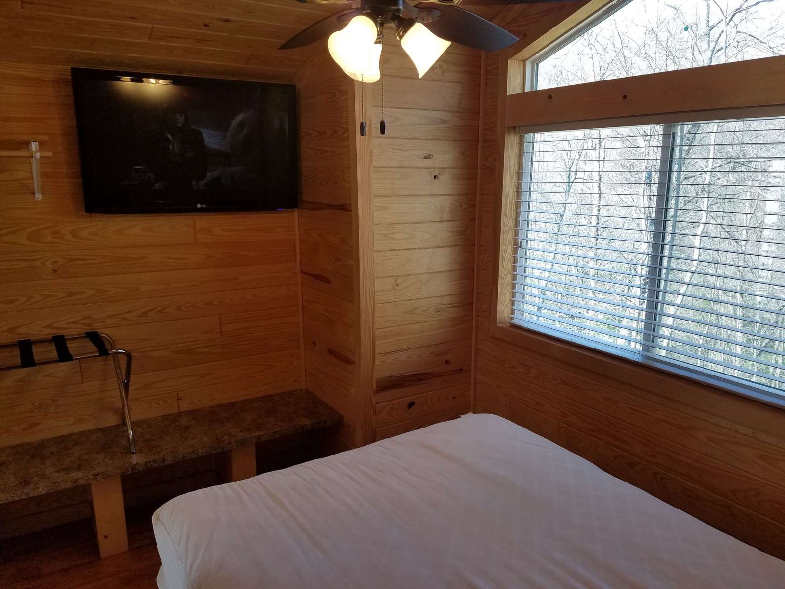 Queen bedroom with TV